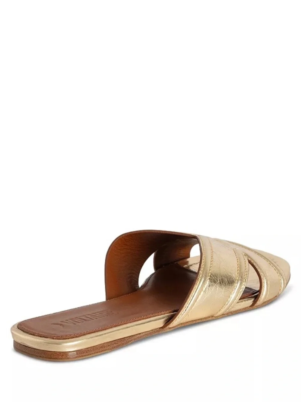 NIB | Zadig & Voltaire | Women's Azora Gold Metallic Leather Slide Sandal - Picture 5 of 12